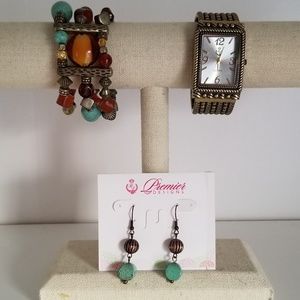 Premier Designs Bracelet, Earrings, and Watch